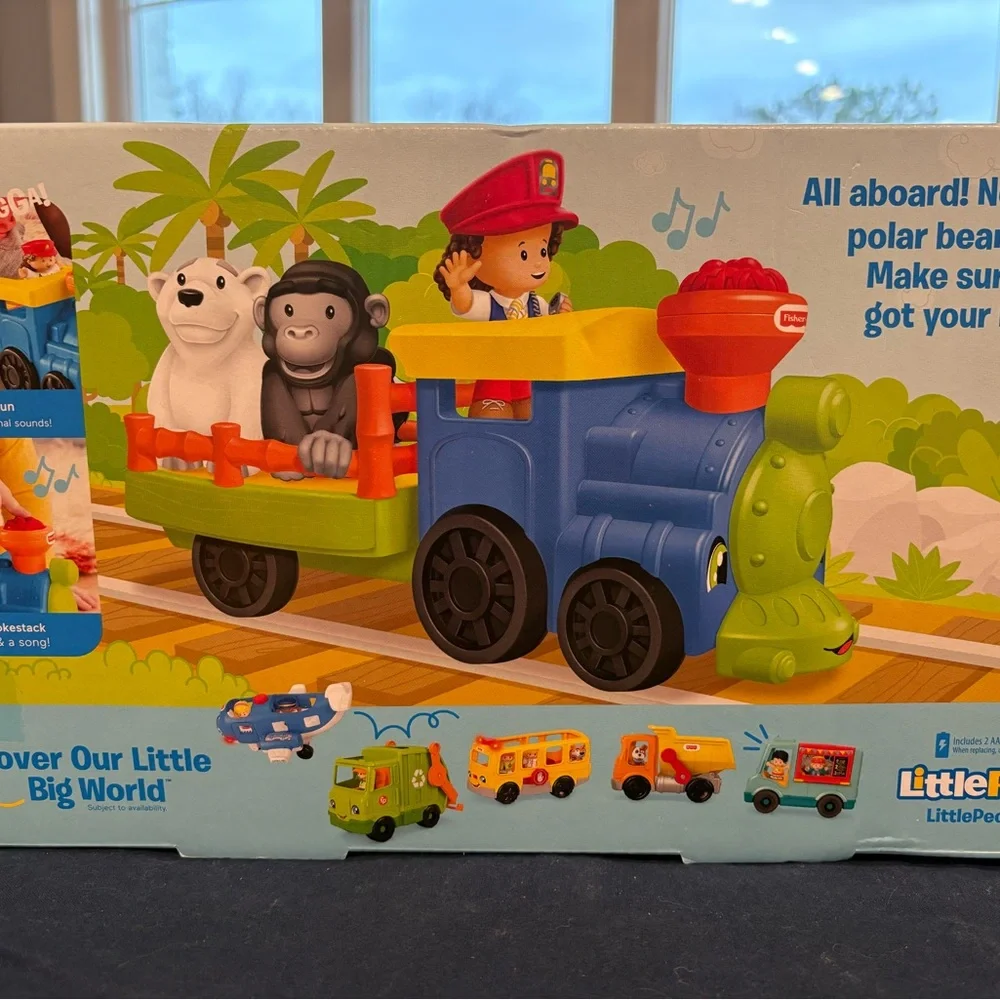 Fisher-Price Little People Jungle Train with Blue and Yellow - Picture 4 of 4